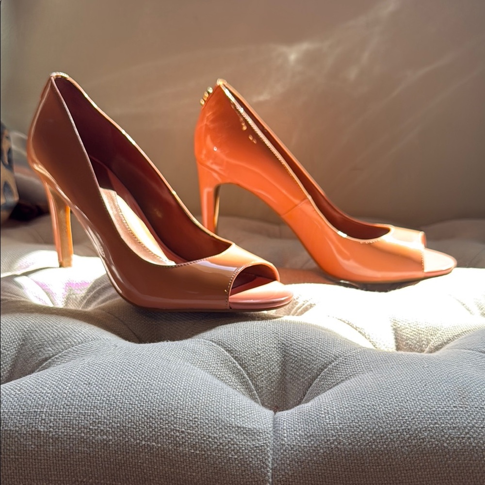 Elegant Peach Peep-Toe Heels cole haan sz 6